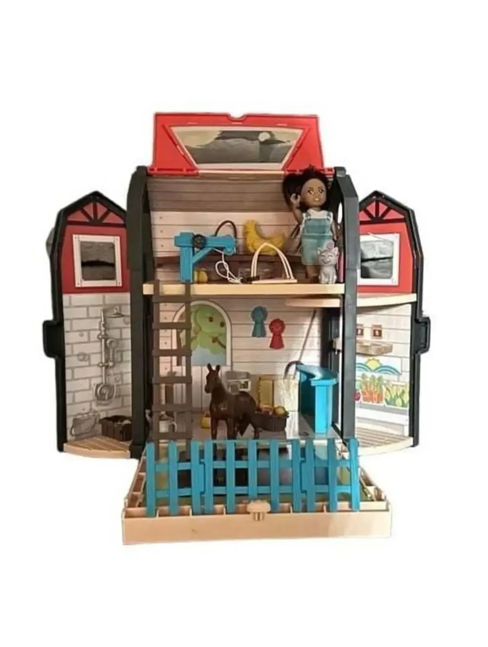 KidKraft Tote-ables Portable Barn Dollhouse with 30 Accessories - Kids Gift